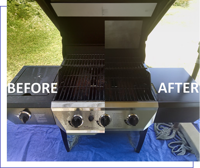 BBQ grill before and after cleaning