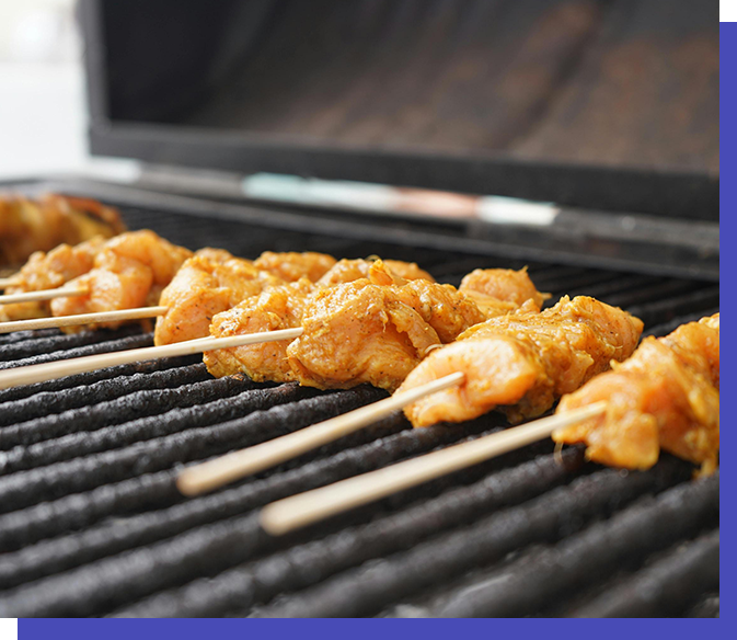 Food cooking on the grill